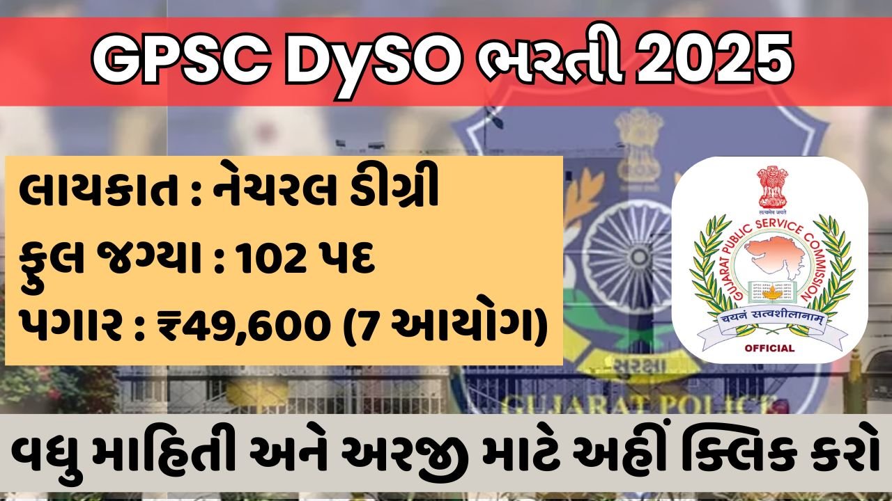 Gujarat Public Service Commission DySO ભરતી 2025