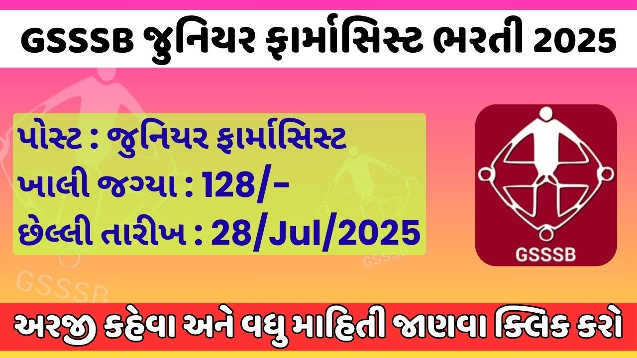 GSSSB Junior Pharmacist Recruitment 2025
